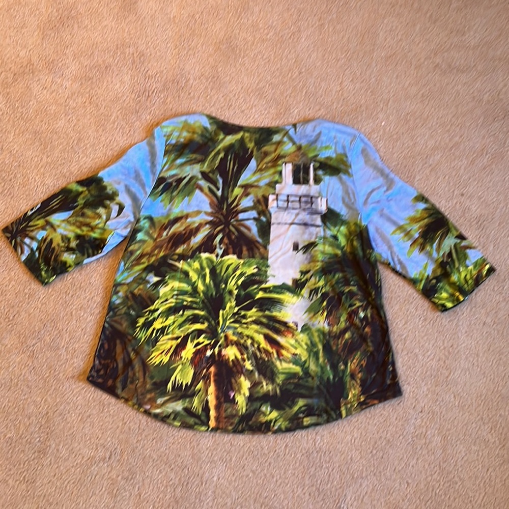 Bon Worth Tropical Palm & Lighthouse Top – Petite Large 🌴 NWT - Picture 8 of 10